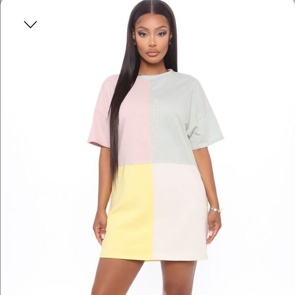 NWT Fashion Nova Limited Edition Colorblock Tee Dress - Sage - XL - Picture 3 of 15